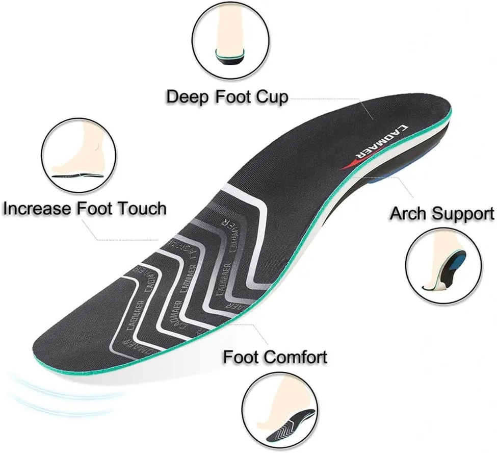 Arch Support Shoe Insoles for Men and Women, Full Length Gel Foot Inserts for Work Boot Standing All Day, Sports Running Walking Sneakers