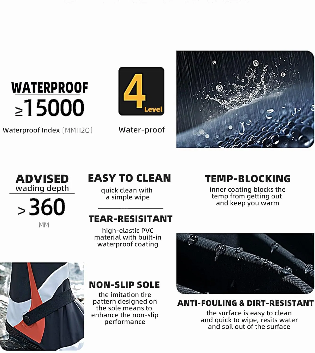 GLEAP Waterproof Rain Shoes Covers Non-Slip Motorcycle Rain Boots Covers Waterproof Shoes Covers Portable Foldable Rain Shoe Covers for Men Women