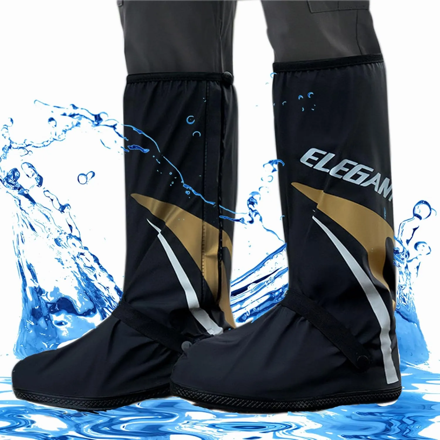 GLEAP Waterproof Rain Shoes Covers Non-Slip Motorcycle Rain Boots Covers Waterproof Shoes Covers Portable Foldable Rain Shoe Covers for Men Women
