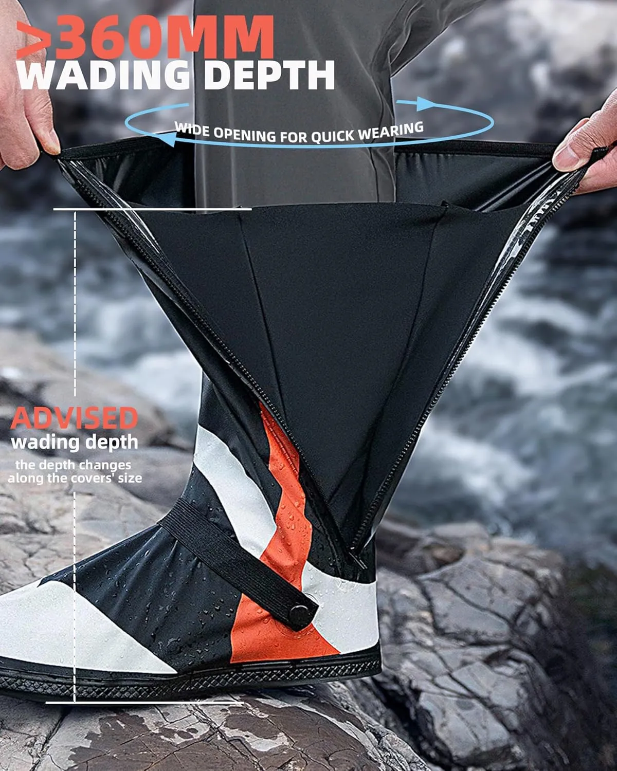 GLEAP Waterproof Rain Shoes Covers Non-Slip Motorcycle Rain Boots Covers Waterproof Shoes Covers Portable Foldable Rain Shoe Covers for Men Women