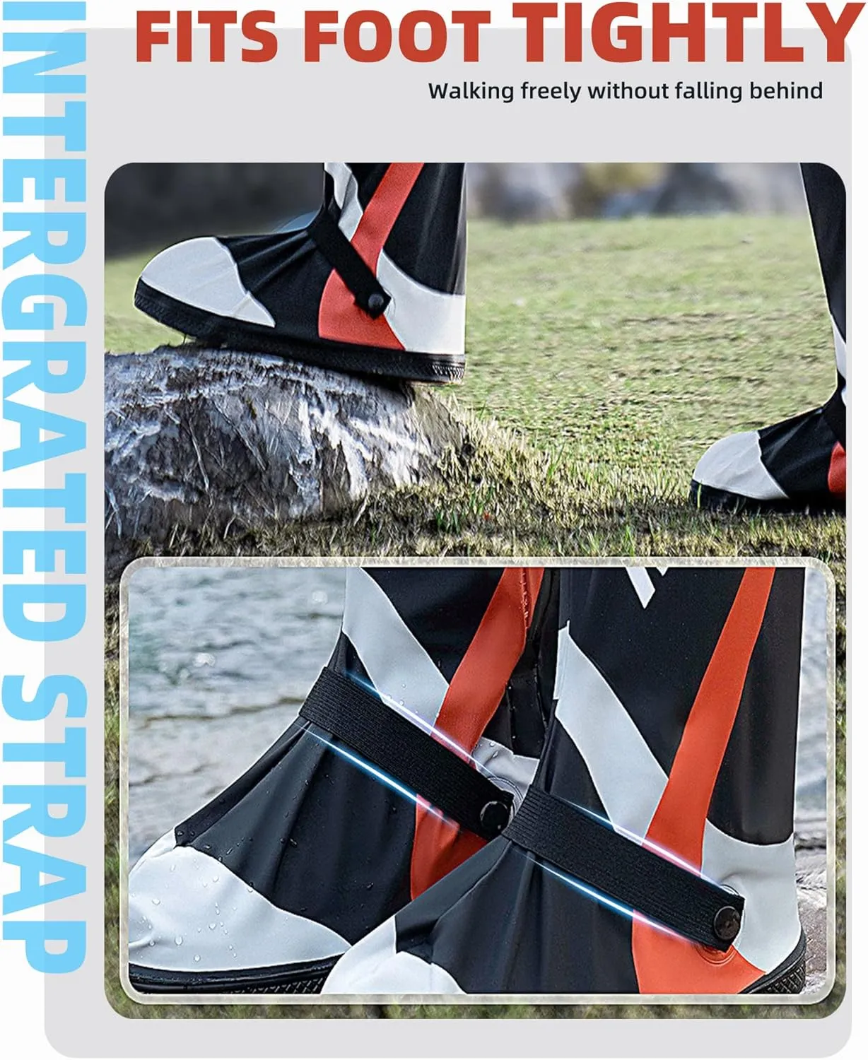 GLEAP Waterproof Rain Shoes Covers Non-Slip Motorcycle Rain Boots Covers Waterproof Shoes Covers Portable Foldable Rain Shoe Covers for Men Women