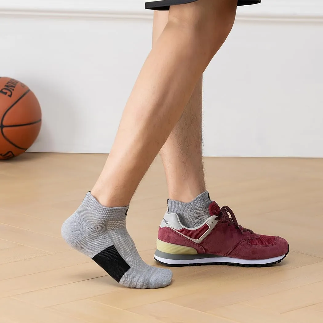 GLENMEARL 6 Pack Men's Ankle Socks, Sport Athletic Running Socks Cushion Padded Moisture Wicking Low Cut
