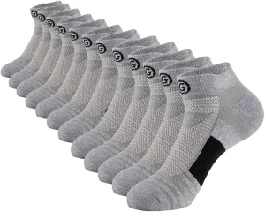 GLENMEARL 6 Pack Men's Ankle Socks, Sport Athletic Running Socks Cushion Padded Moisture Wicking Low Cut