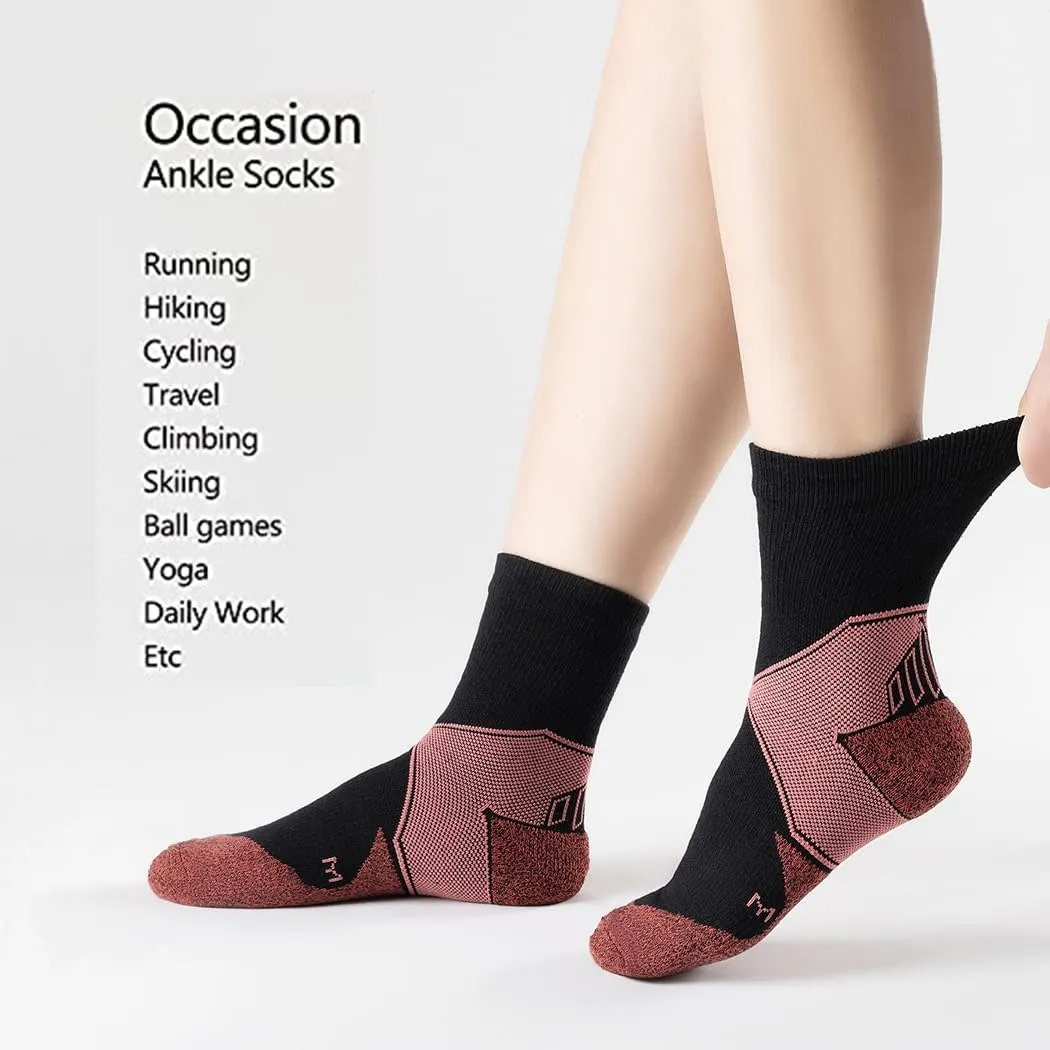 GLENMEARL Crew Socks for Women, 5 Pair Cushioned Athletic Cotton Sock, Warm Calf Boot Socks, Crew Sock for Hiking Running