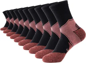 GLENMEARL Crew Socks for Women, 5 Pair Cushioned Athletic Cotton Sock, Warm Calf Boot Socks, Crew Sock for Hiking Running