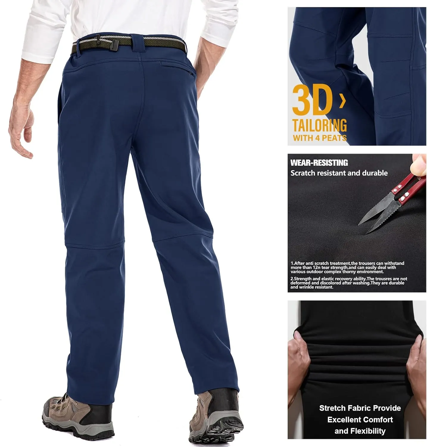 Jessie Kidden Mens Waterproof Hiking Pants Outdoor Snow Ski Fishing Fleece Lined Insulated Winter Pants