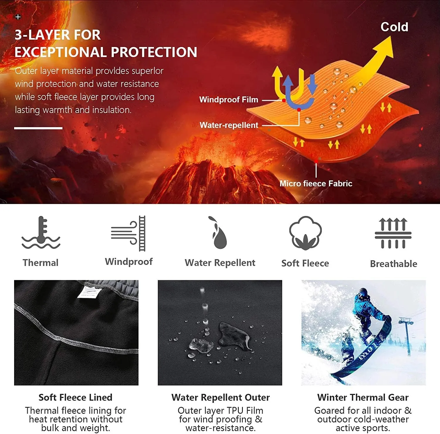 Jessie Kidden Mens Waterproof Hiking Pants Outdoor Snow Ski Fishing Fleece Lined Insulated Winter Pants
