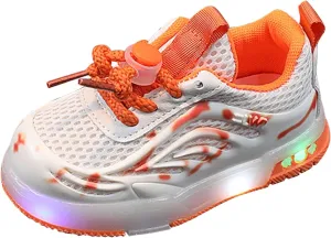 Kids Light Up Flat Sneakers Walking Running Breathable Shoes Children's Fashion Mesh Breathable Squeaky Flat Shoes