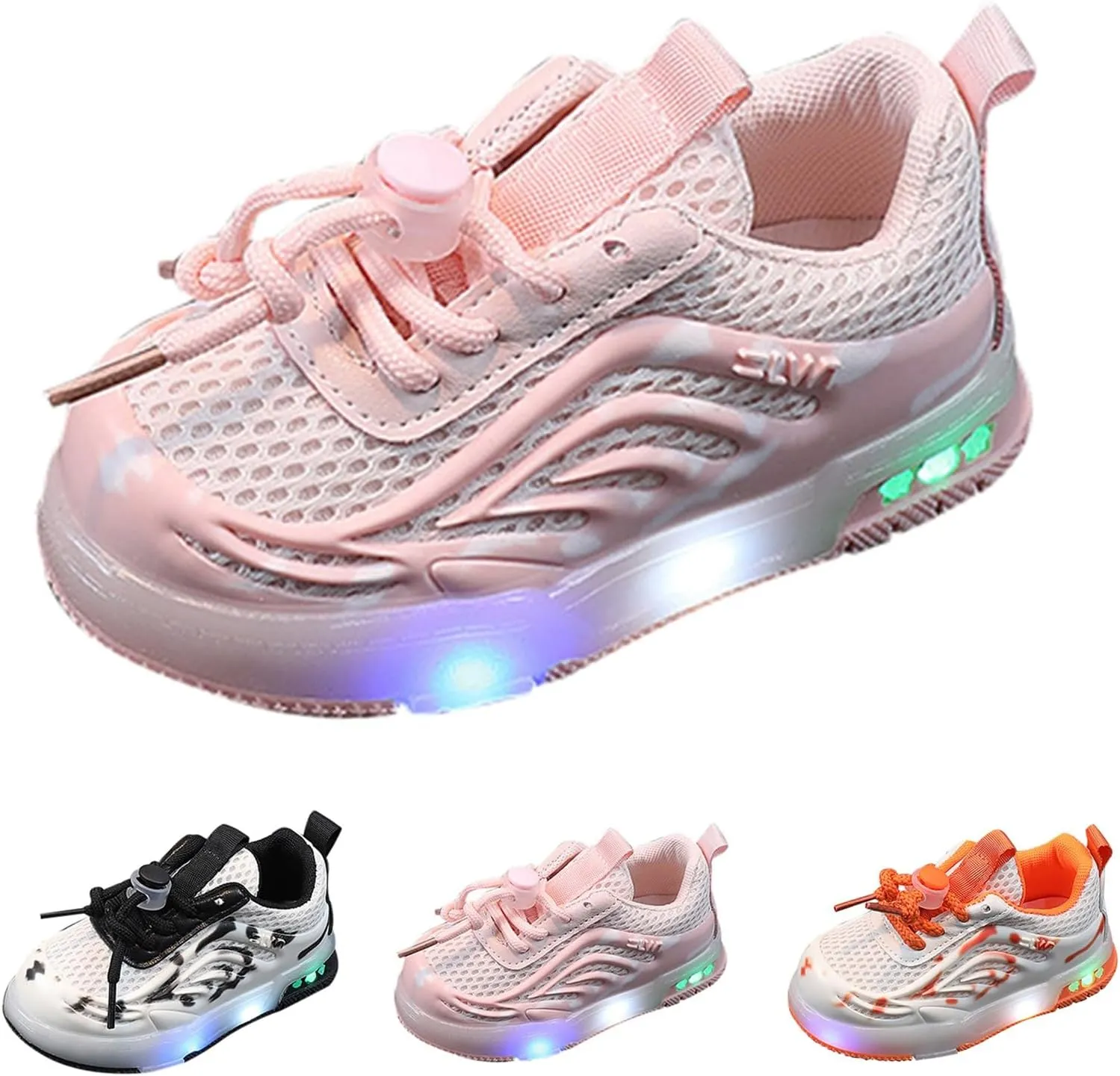 Kids Light Up Flat Sneakers Walking Running Breathable Shoes Children's Fashion Mesh Breathable Squeaky Flat Shoes