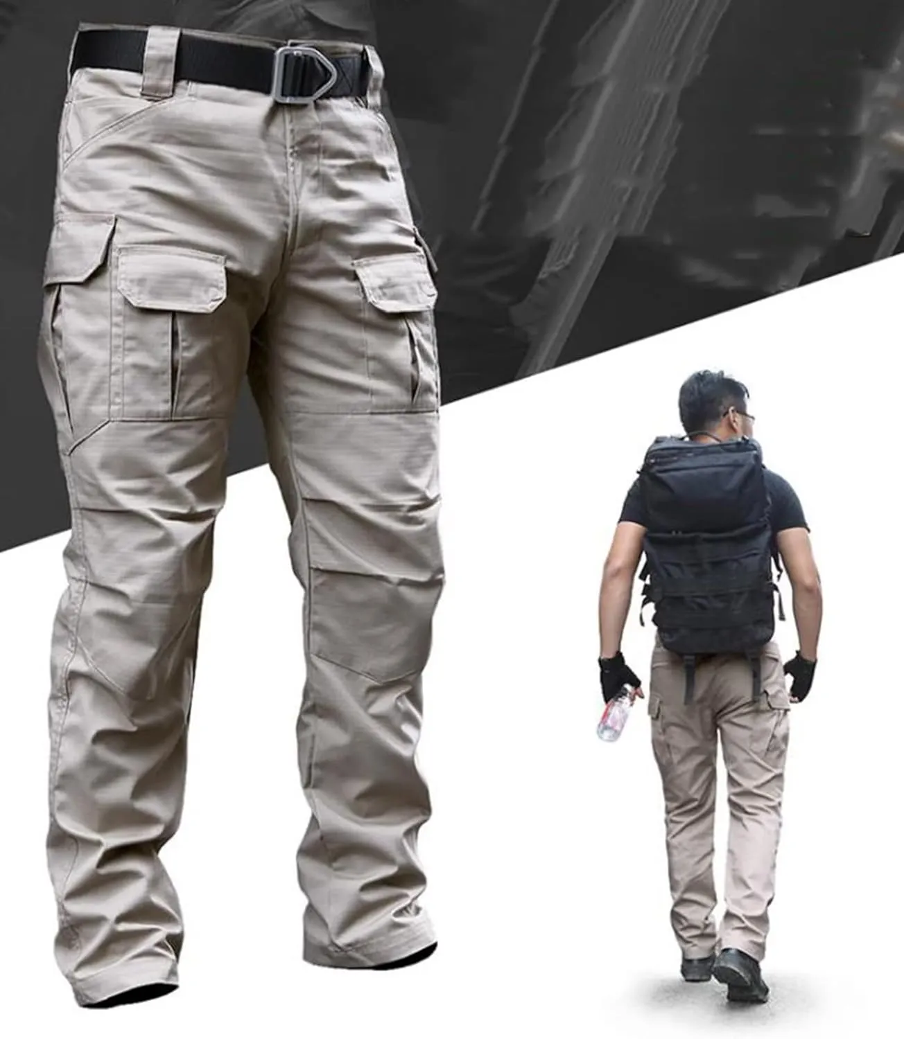 Men's Cargo Pants Water Repellent Multi Pocket Trousers Mens Work Cargos Combat Pants Tactical Trousers