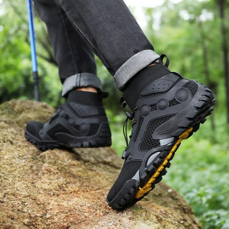Mens High Top Water Shoes Breathable Hiking Shoes Quick Drying Sports Aqua Barefoot Shoes Anti-Slip Climbing Shoes Outdoor Fishing Shoes