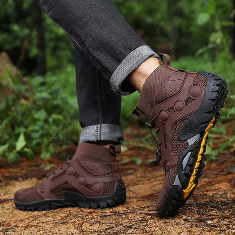 Mens High Top Water Shoes Breathable Hiking Shoes Quick Drying Sports Aqua Barefoot Shoes Anti-Slip Climbing Shoes Outdoor Fishing Shoes