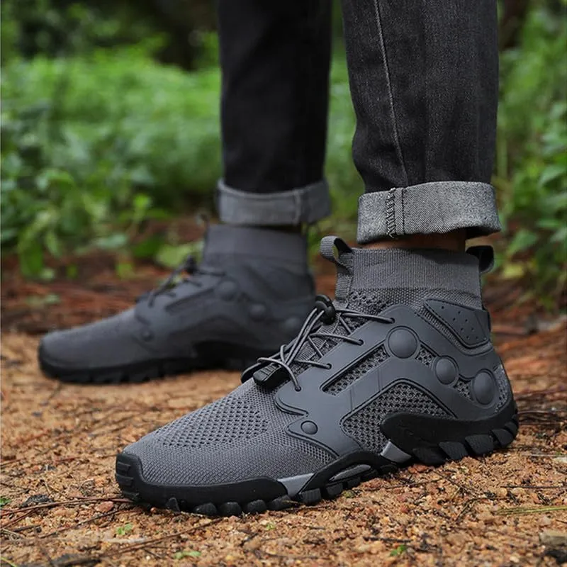 Mens High Top Water Shoes Breathable Hiking Shoes Quick Drying Sports Aqua Barefoot Shoes Anti-Slip Climbing Shoes Outdoor Fishing Shoes