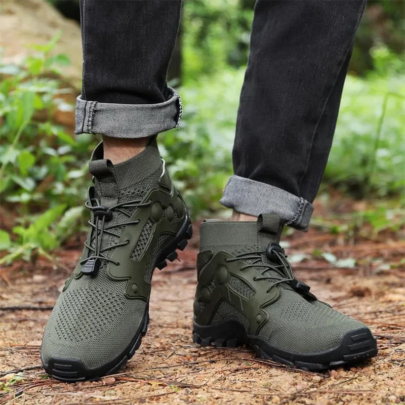 Mens High Top Water Shoes Breathable Hiking Shoes Quick Drying Sports Aqua Barefoot Shoes Anti-Slip Climbing Shoes Outdoor Fishing Shoes