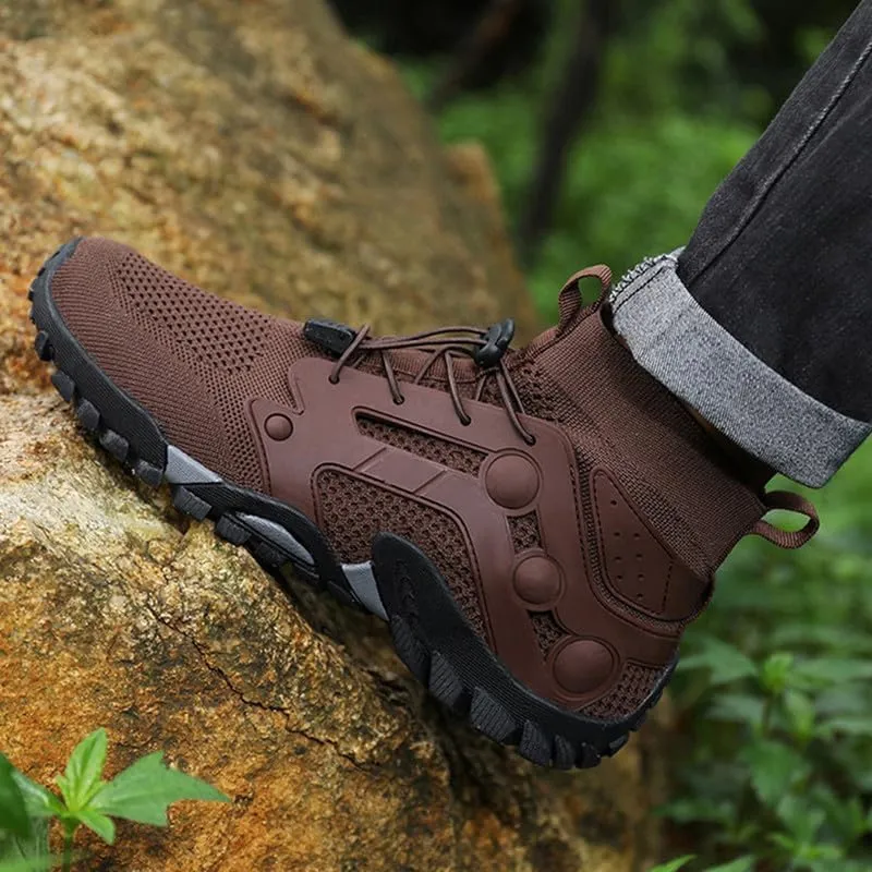 Mens High Top Water Shoes Breathable Hiking Shoes Quick Drying Sports Aqua Barefoot Shoes Anti-Slip Climbing Shoes Outdoor Fishing Shoes