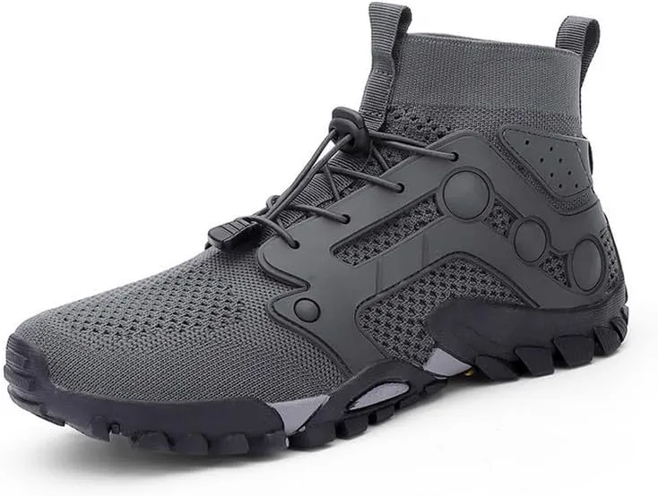 Mens High Top Water Shoes Breathable Hiking Shoes Quick Drying Sports Aqua Barefoot Shoes Anti-Slip Climbing Shoes Outdoor Fishing Shoes