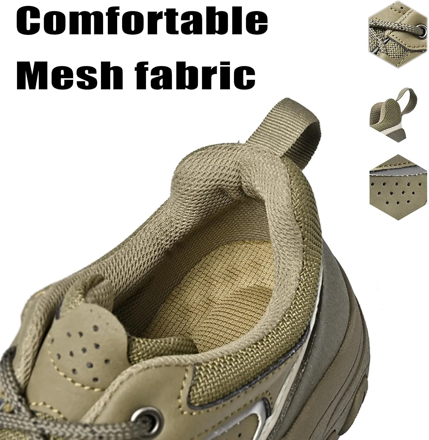 Men's Mesh Lace Up Breathable Hiking Sneakers Fashion Comfortable Lightweight Non-Slip Walking Road-Running-Shoes for Outdoor Trailing Trekking Climbing