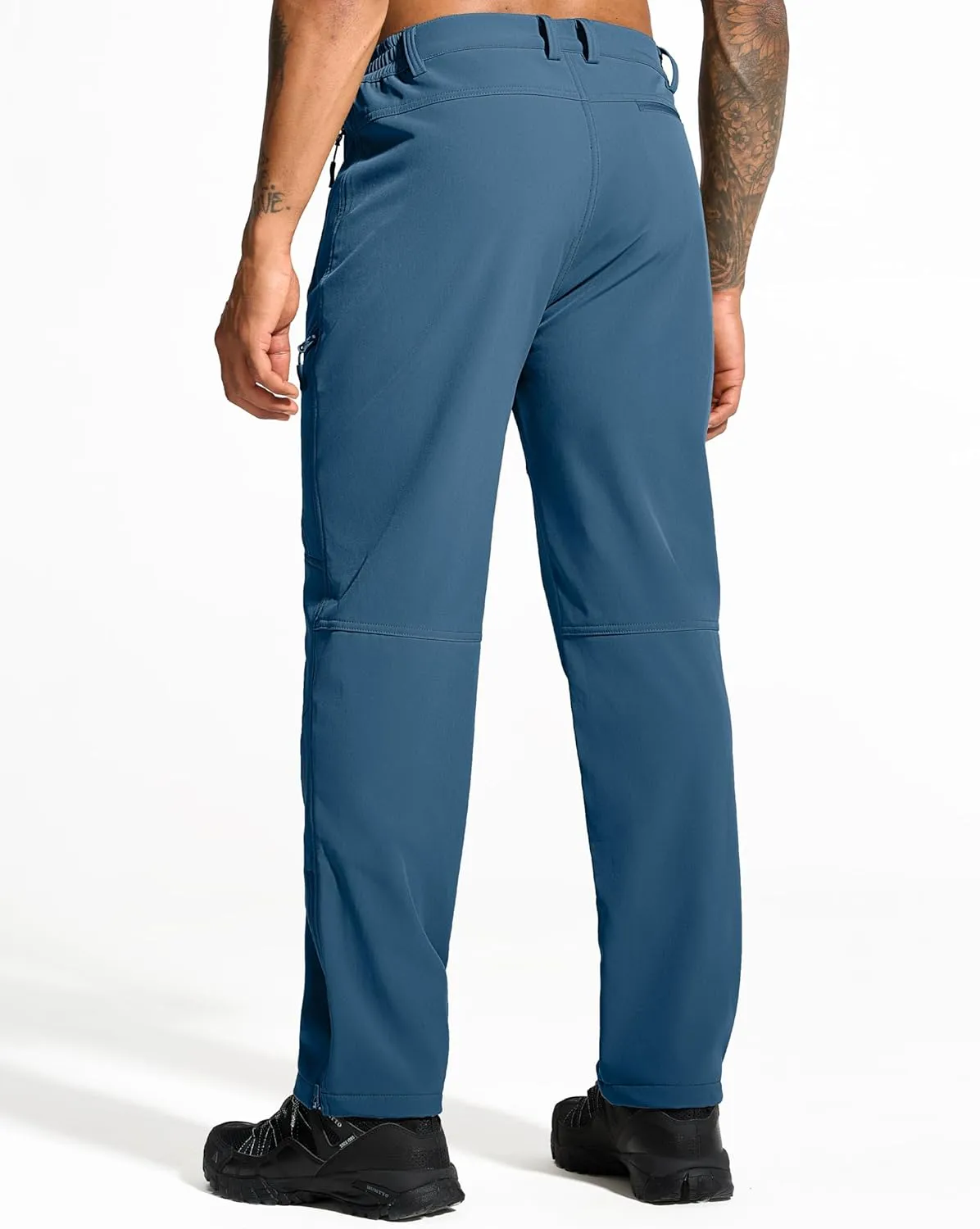 Mens Snow Ski Hiking Pants Winter Fleece Lined Outdoor Waterproof Insulated Zipper Bottom Leg