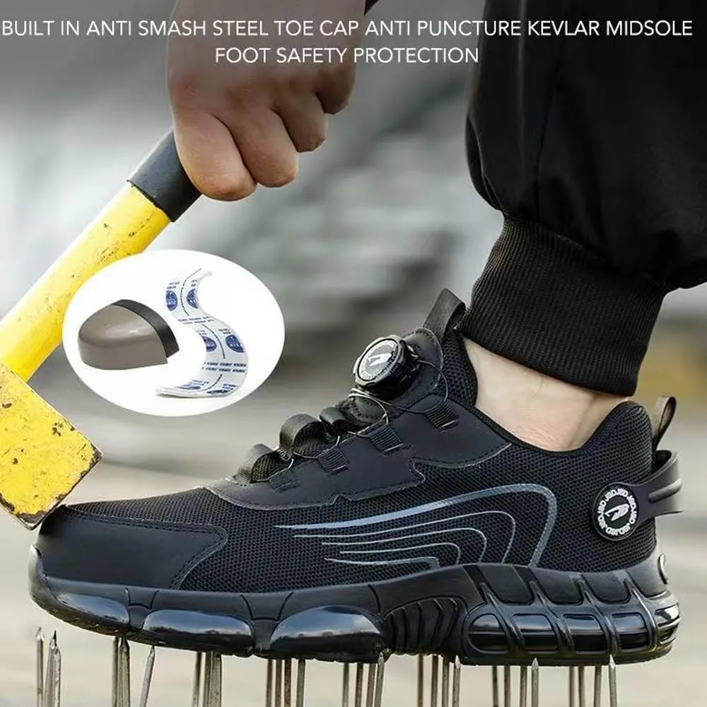 Nisza Prestivos Steel Toe Shoes Safety Work Shoes for Men, evontiras Steel Shoes Anti-Slip Lightweight Puncture Proof Steel Toe Sneakes Smash Stab Resistant Air Cushion Shoes,Style b,6