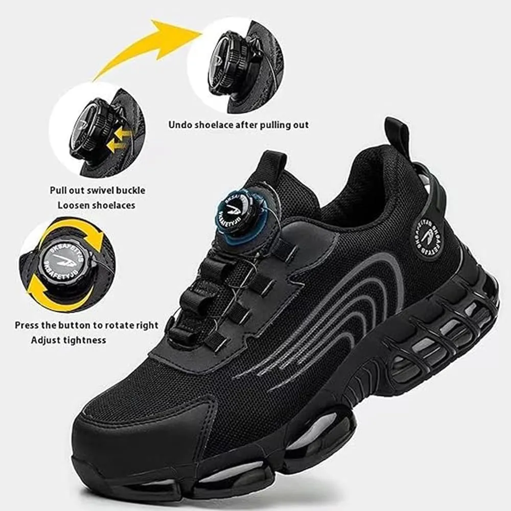 Nisza Prestivos Steel Toe Shoes Safety Work Shoes for Men, evontiras Steel Shoes Anti-Slip Lightweight Puncture Proof Steel Toe Sneakes Smash Stab Resistant Air Cushion Shoes,Style b,6
