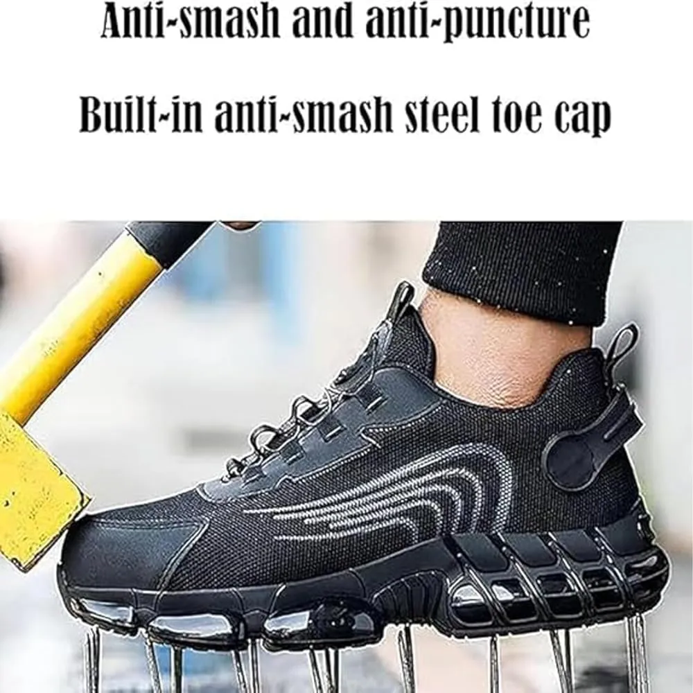 Nisza Prestivos Steel Toe Shoes Safety Work Shoes for Men, evontiras Steel Shoes Anti-Slip Lightweight Puncture Proof Steel Toe Sneakes Smash Stab Resistant Air Cushion Shoes,Style b,6