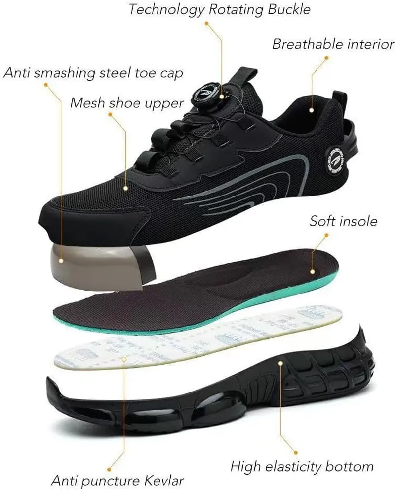 Nisza Prestivos Steel Toe Shoes Safety Work Shoes for Men, evontiras Steel Shoes Anti-Slip Lightweight Puncture Proof Steel Toe Sneakes Smash Stab Resistant Air Cushion Shoes,Style b,6