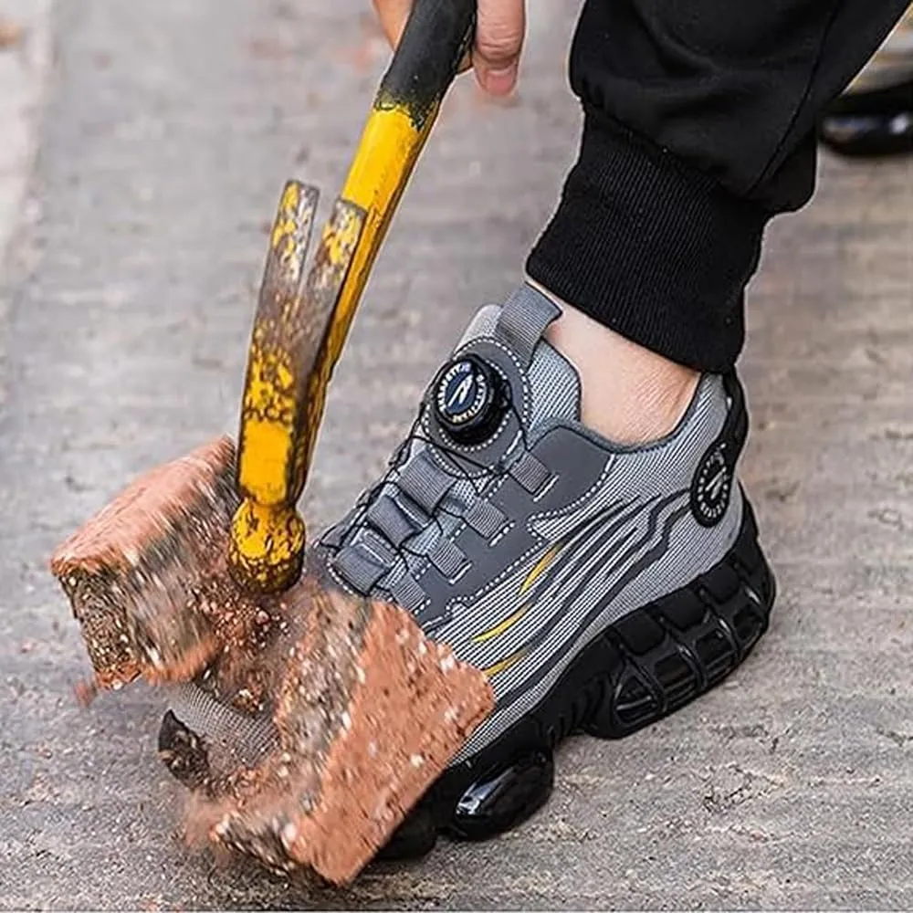 Nisza Prestivos Steel Toe Shoes Safety Work Shoes for Men, evontiras Steel Shoes Anti-Slip Lightweight Puncture Proof Steel Toe Sneakes Smash Stab Resistant Air Cushion Shoes,Style b,6