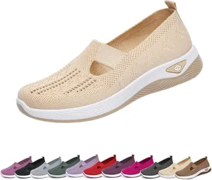 Orthowalkway Womens Shoes, Spring Summer Orthopedic Arch Support Mesh Breathable Cut-Out Soft Sneakers Breathable and Comfortable